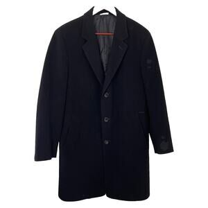 Brooks Brothers Men's Black BrooksStorm 40R Regent Coat 100% Wool Overcoat